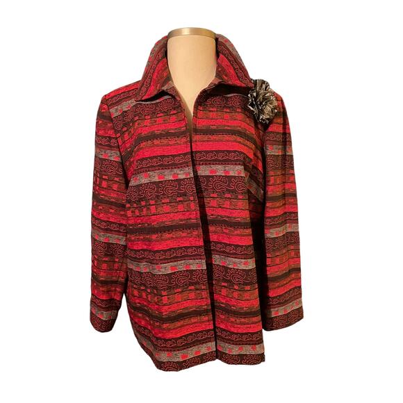 Alfred Dunner Size 22W Red Print Casual Jacket - Picture 4 of 6